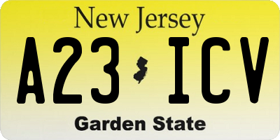 NJ license plate A23ICV