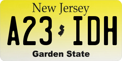 NJ license plate A23IDH