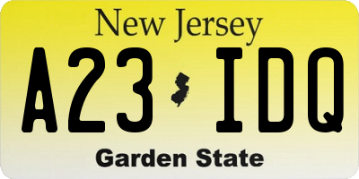 NJ license plate A23IDQ