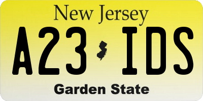 NJ license plate A23IDS