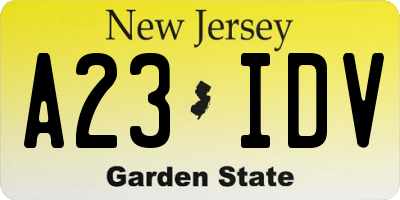 NJ license plate A23IDV