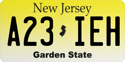 NJ license plate A23IEH