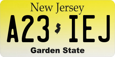 NJ license plate A23IEJ