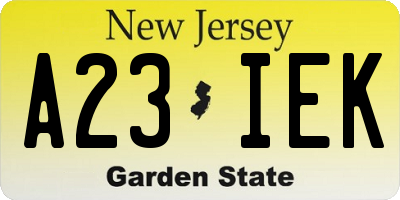 NJ license plate A23IEK