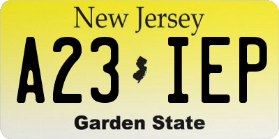 NJ license plate A23IEP