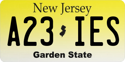 NJ license plate A23IES