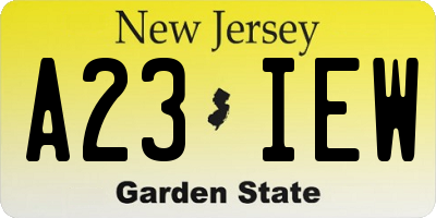 NJ license plate A23IEW