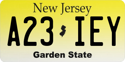 NJ license plate A23IEY