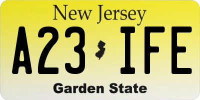 NJ license plate A23IFE