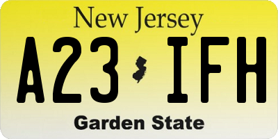 NJ license plate A23IFH