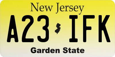 NJ license plate A23IFK