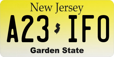 NJ license plate A23IFO