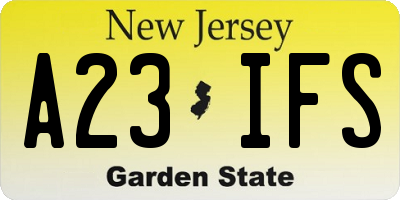 NJ license plate A23IFS