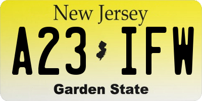 NJ license plate A23IFW