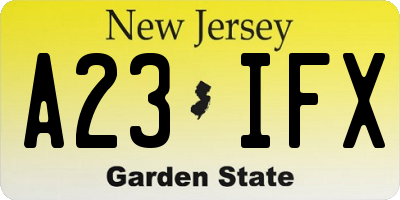 NJ license plate A23IFX