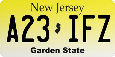 NJ license plate A23IFZ