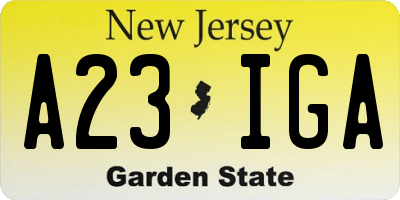 NJ license plate A23IGA