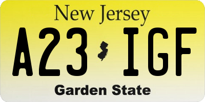 NJ license plate A23IGF