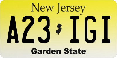 NJ license plate A23IGI