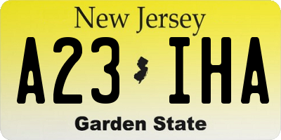 NJ license plate A23IHA