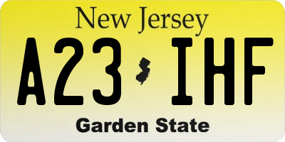 NJ license plate A23IHF