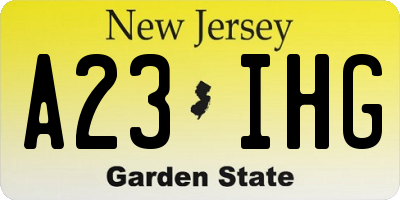NJ license plate A23IHG
