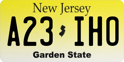 NJ license plate A23IHO