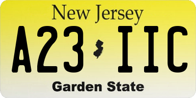 NJ license plate A23IIC