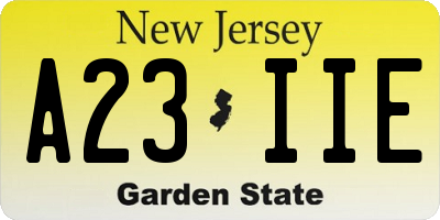 NJ license plate A23IIE