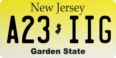 NJ license plate A23IIG
