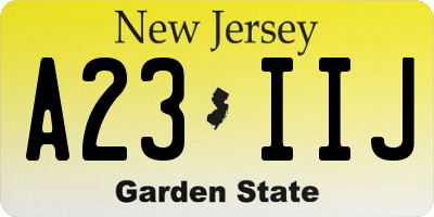 NJ license plate A23IIJ