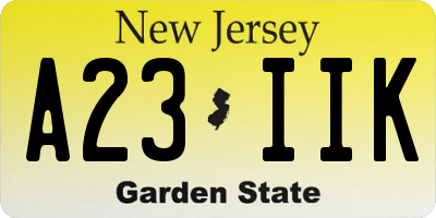 NJ license plate A23IIK