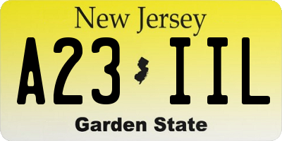 NJ license plate A23IIL