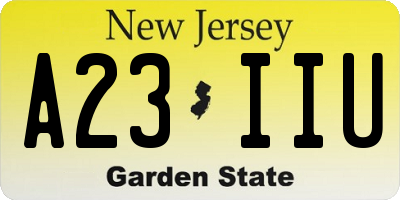 NJ license plate A23IIU