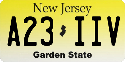 NJ license plate A23IIV