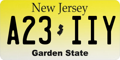 NJ license plate A23IIY