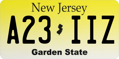 NJ license plate A23IIZ