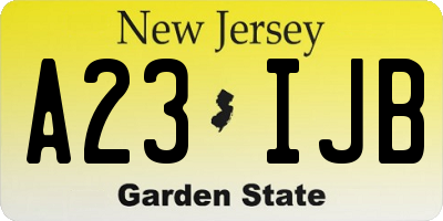 NJ license plate A23IJB