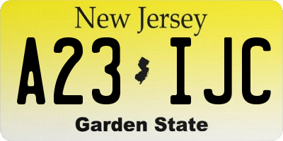 NJ license plate A23IJC