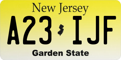 NJ license plate A23IJF