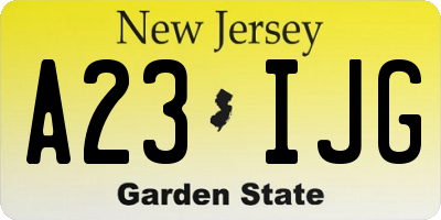 NJ license plate A23IJG
