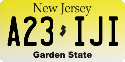NJ license plate A23IJI