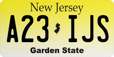 NJ license plate A23IJS