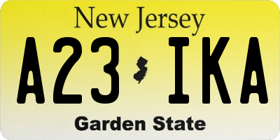 NJ license plate A23IKA