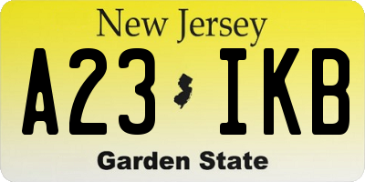 NJ license plate A23IKB