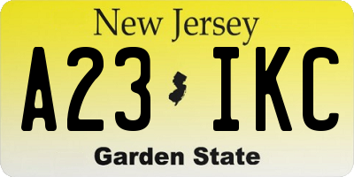 NJ license plate A23IKC