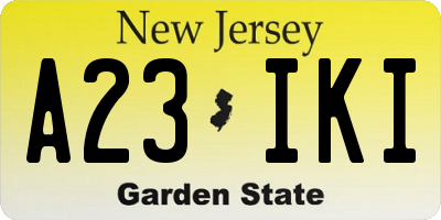 NJ license plate A23IKI