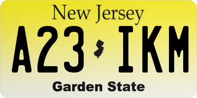 NJ license plate A23IKM
