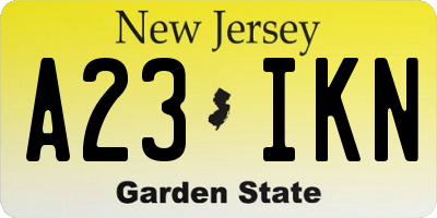 NJ license plate A23IKN
