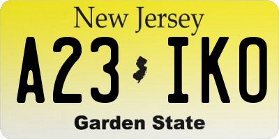 NJ license plate A23IKO